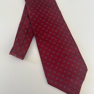 PEEBLES CLOTHING CO Mens Silk Tie Red Blue Geometric Print USA 4”x57”